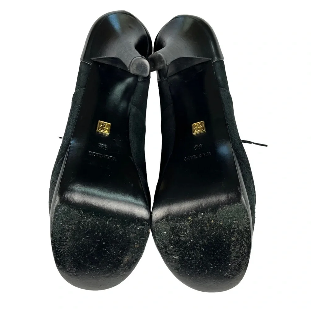 Pour La‎ Victoire Stiletto Shoes Womens Size 9.5 Black Suede Leather Platform